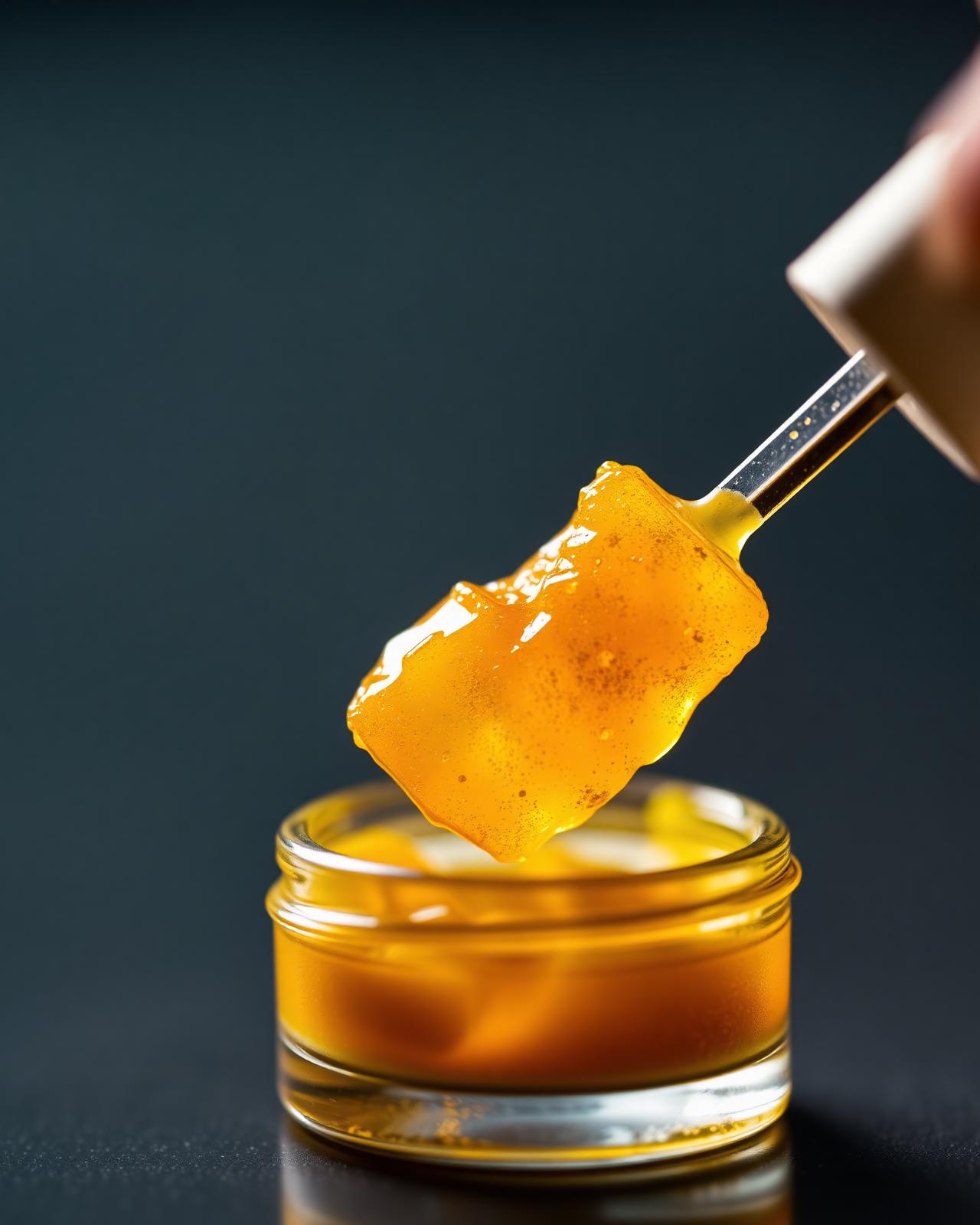 A dab of golden live rosin concentrate.
